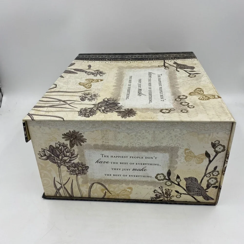Ashland Unisex OS Decorative Storage Box Cream Floral Bird Butterfly Quote